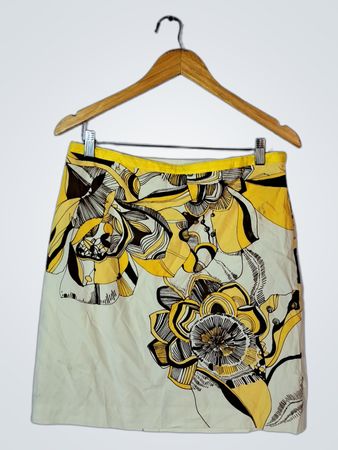 LOFT Ann Taylor Petites Yellow Abstract Floral Mini Skirt