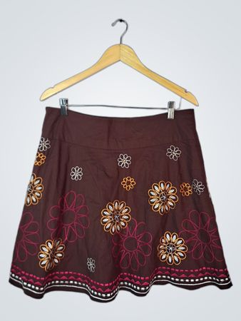 Brown Embroidered Skirt