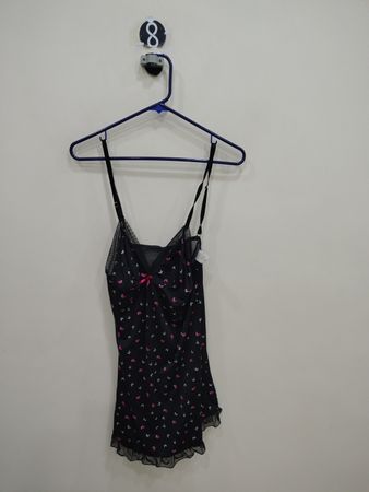Black Chemise with Butterfly Pattern