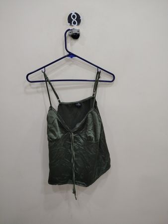 Green Satin Tank Top