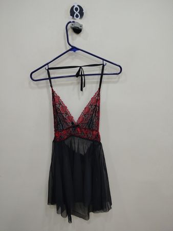 Black and Red Lace Chemise