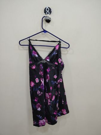 Unbranded Floral Print Lace Trim Slip Dress