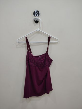 Wine Colored Tank Top with Lace Details