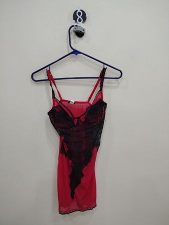 Red and Black Lace Chemise