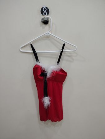 Red Lingerie with White Fur Trim