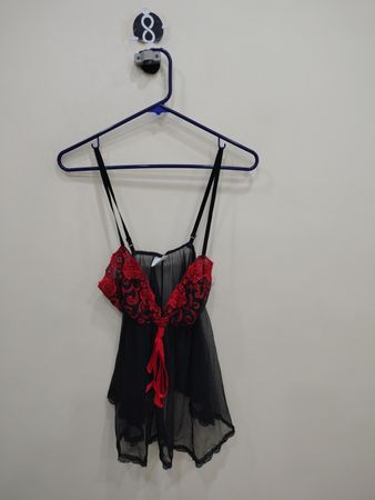 Black and Red Lace Chemise