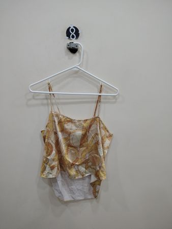 Blouse with Yellow and White Pattern
