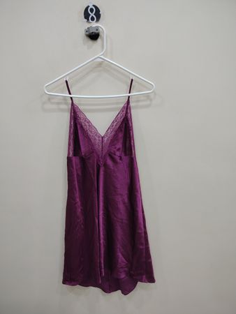 Purple Silk Chemise with Lace Trim