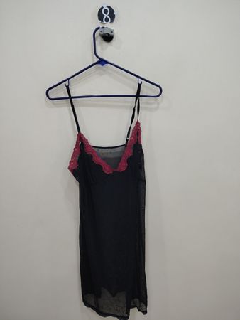 Black Chemise with Pink Lace