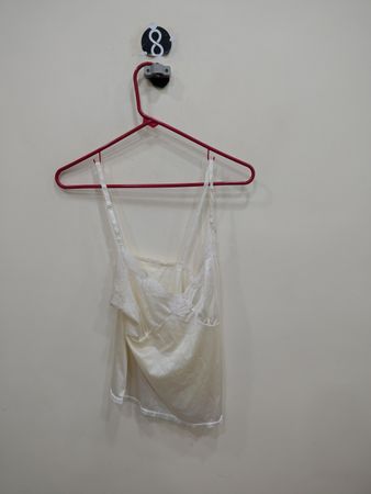 White Lace-Trimmed Silk Camisole