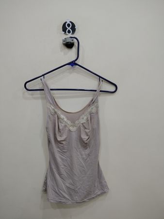 Gray Camisole with Lace Trim