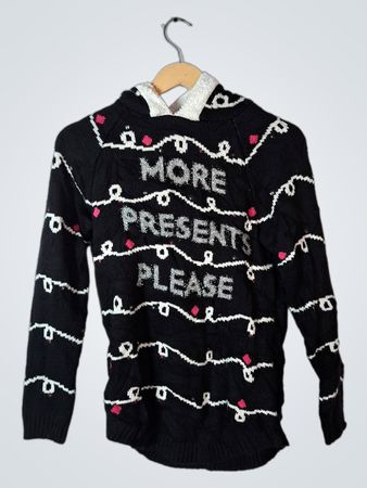 No Boundaries Black Knitted 'More Presents Please' Hoodie