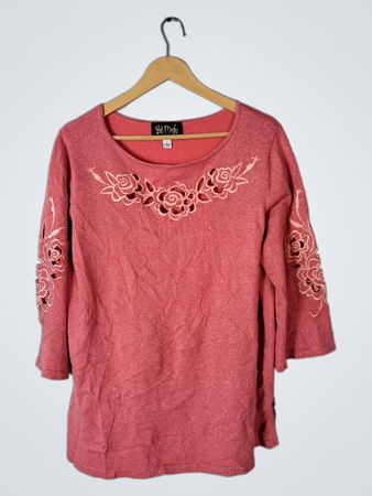 BB Dakota Pink Embroidered Top