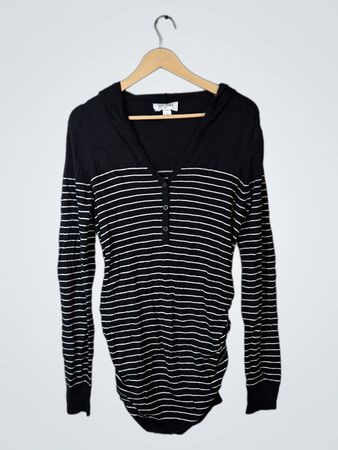 Motherhood Maternity Black and White Striped Bodysuit