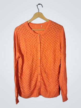 Unbranded Orange Textured Knit Cardigan