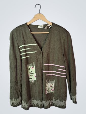 Ara Patchwork Olive Cardigan