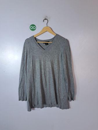 DKNY Jeans Grey V-Neck Knit Sweater