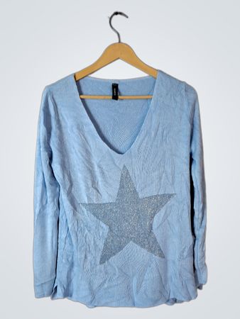 Venti6 Light Blue Long-Sleeve Top with Star Design