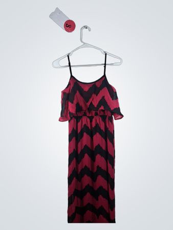 No Boundaries Zigzag Print Chiffon Maxi Dress