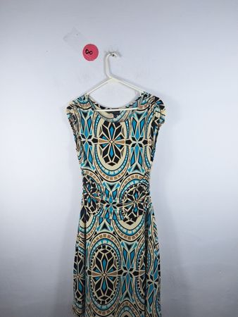 En Focus Studio Geometric Print Sleeveless Midi Dress