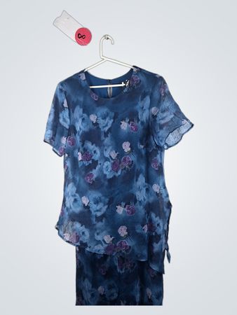 K Studio Blue Floral Polyester Tunic