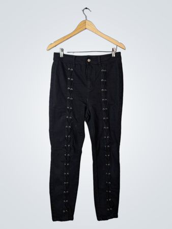 bebe Black Lace-up Pants