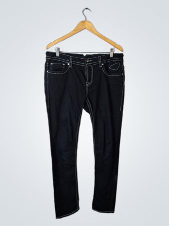 Black Denim Jeans with White Stitching