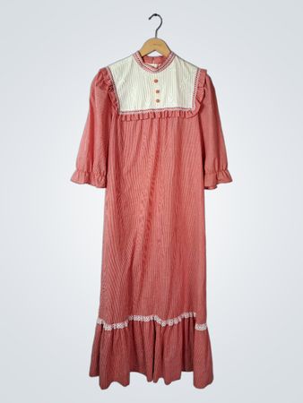 Pink Long Sleeve Dress with White Accents