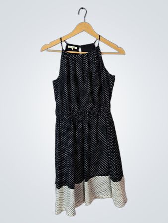 Maurices Black and White Polka Dot Halter Mini Dress