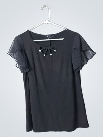 Adele & May Black Flutter Sleeve Blouse