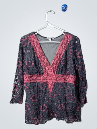 Dressbarn Lace V-Neck Blouse