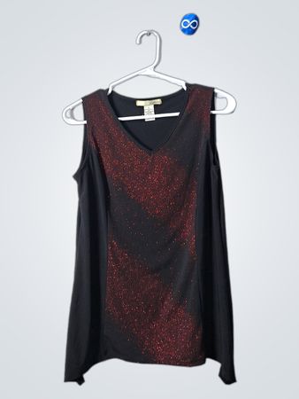 Atelier 29 Black and Red Glitter Top