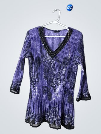 Initiatives Purple Pleated Blouse