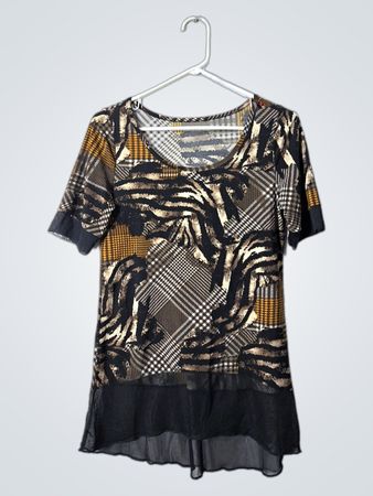 Blouse with Plaid and Zebra Print