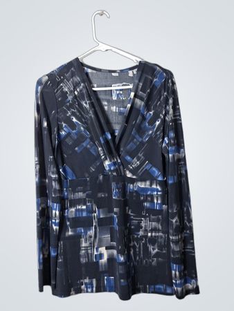 Blue and Grey Long Sleeve Top