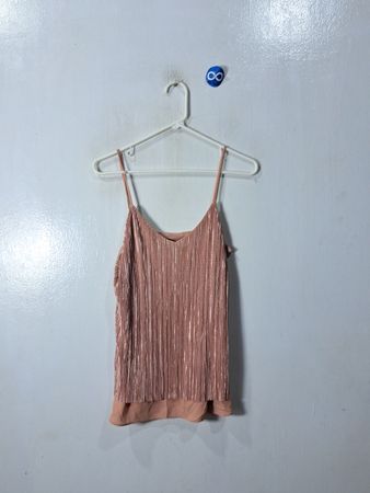RW & CO. Pink Pleated Tank Top