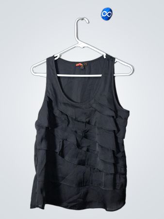 Black Ruffled Tank Top