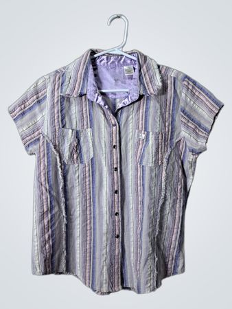 Purple Striped Short Sleeve Shirt