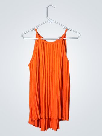 Orange Pleated Dress