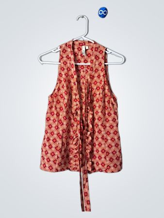 Red and Orange Geometric Pattern Dress