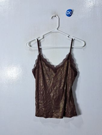 Express Fitted Metallic Lace Cami Top