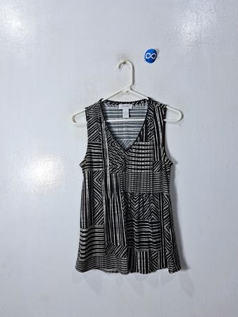 CARMEN Black and White Striped Sleeveless Top