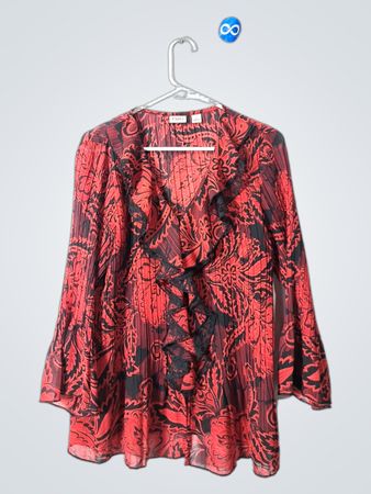 Cato Printed Ruffle Blouse