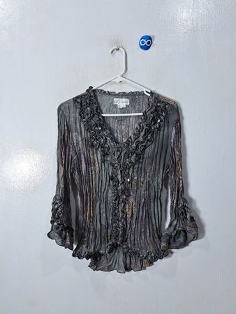 Dressbarn Ruffled Long Sleeve Blouse