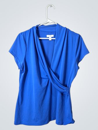 Charter Club Blue Wrap Top