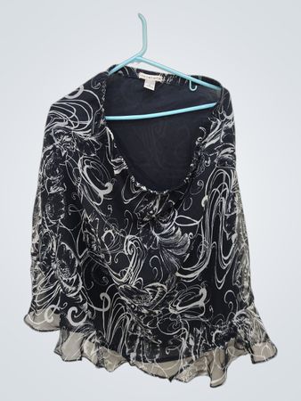 notations Black and White Floral Blouse