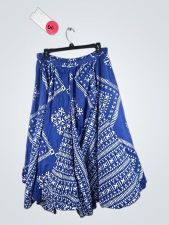Blue and White Patterned Skirt