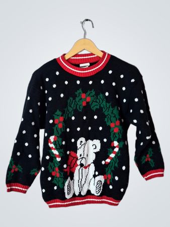 Miniwaver Black Christmas Knit Sweater