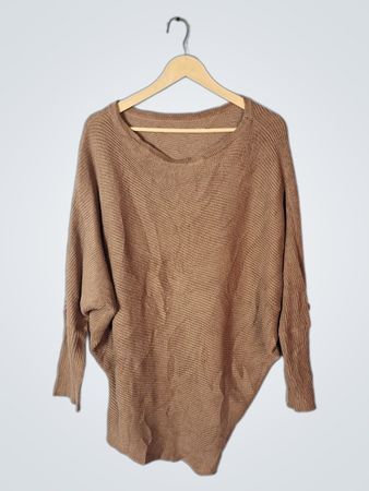 Brown Long-Sleeve Knit Top