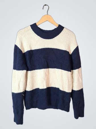 Navy and Cream Striped Sweater